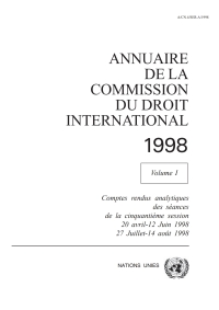 Imagen de portada: Annuaire de la Commission du Droit International 1998, Vol.I 9789212333496