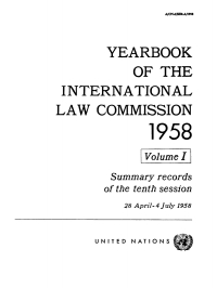 Cover image: Yearbook of the International Law Commission 1958, Vol.I 9789213624470