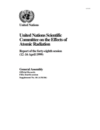 Cover image: Report of the United Nations Scientific Committee on the Effects of Atomic Radiation (UNSCEAR) 1999 Report