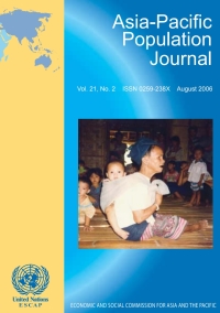 Cover image: Asia-Pacific Population Journal, Vol.21, No.2, August 2006 9789211204834