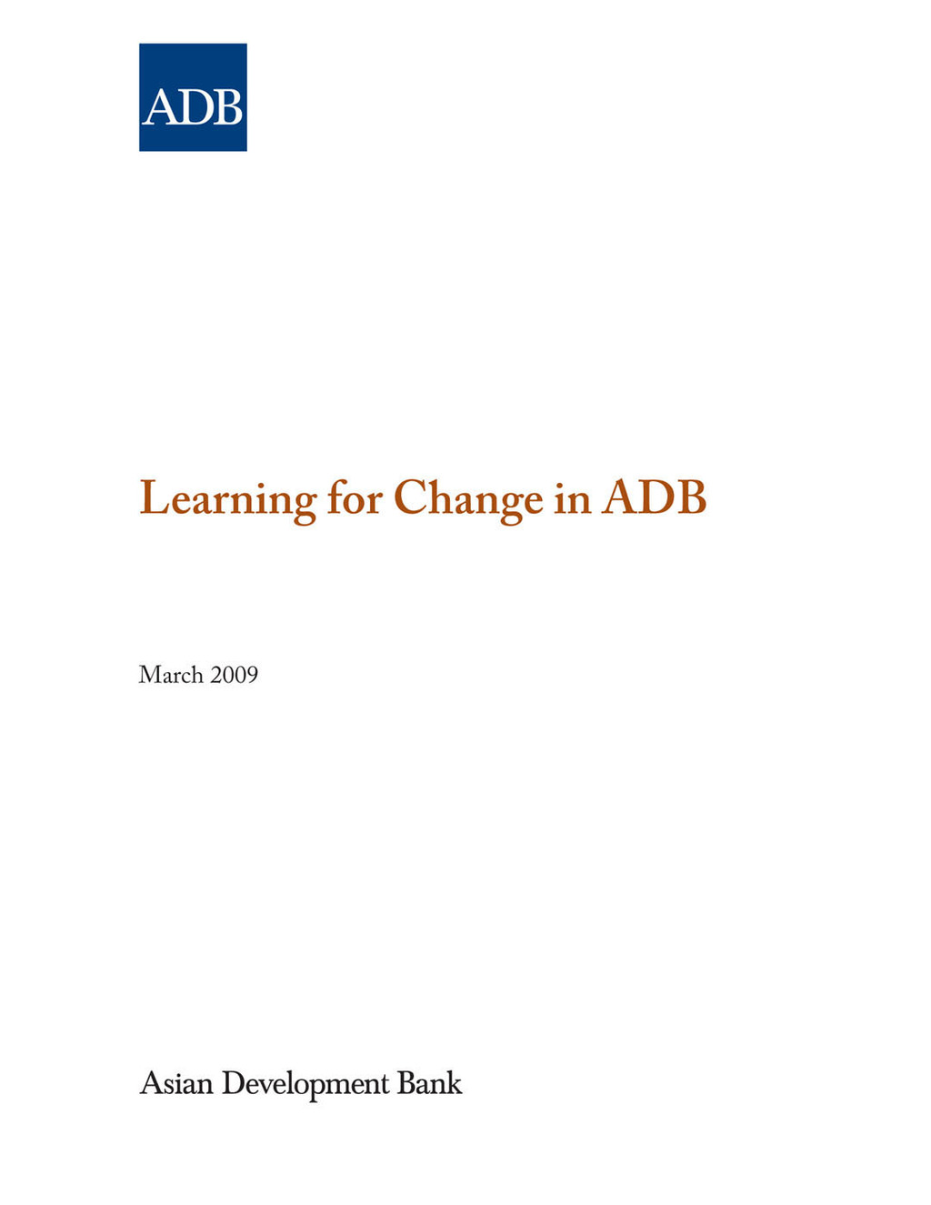 Learning for Change in ADB 1st Edition