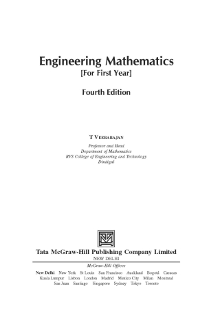 Cover image: ENGG MATHEMATICS FOR FIRST YEAR EXP 4th edition 9780070593657