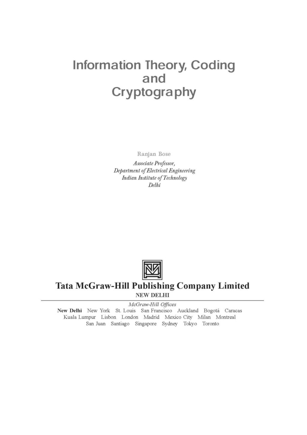 Info Theory Coding & Cryptography Exp (eBook)