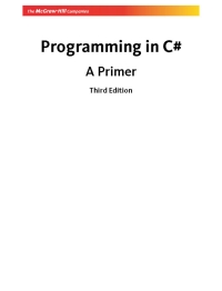 Cover image: Programming in C#_A Primer-EXP 3rd edition 9780070702073