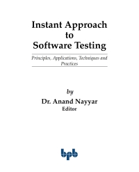 Cover image: Instant Approach to Software Testing 1st edition 9789388511162