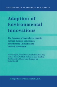 Cover image: Adoption of Environmental Innovations 9780792355618