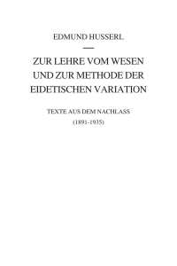 Omslagafbeelding: Zur Lehre vom Wesen und zur Methode der eidetischen Variation 9789400726246