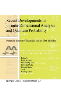 表紙画像: Recent Developments in Infinite-Dimensional Analysis and Quantum Probability 1st edition 9789401008426
