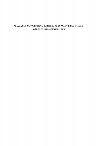 Cover image: Analyses Concerning Passive and Active Synthesis 9780792370659