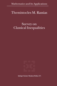 Cover image: Survey on Classical Inequalities 1st edition 9780792364832