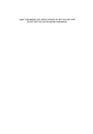 Immagine di copertina: Limit Theorems and Applications of Set-Valued and Fuzzy Set-Valued Random Variables 9781402009181