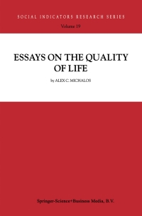 Omslagafbeelding: Essays on the Quality of Life 9789048163045