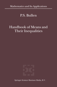 Imagen de portada: Handbook of Means and Their Inequalities 2nd edition 9789048163830