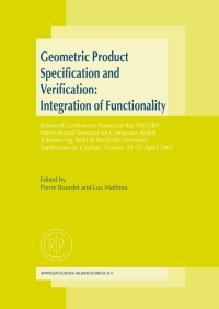 Imagen de portada: Geometric Product Specification and Verification: Integration of Functionality 1st edition 9781402014239