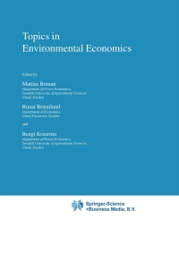 Cover image: Topics in Environmental Economics 1st edition 9780792358978