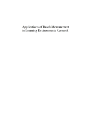 表紙画像: Applications of Rasch Measurement in Learning Environments Research 1st edition 9789460914935