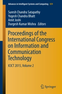Imagen de portada: Proceedings of the International Congress on Information and Communication Technology 9789811007545