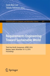 Cover image: Requirements Engineering Toward Sustainable World 9789811032554