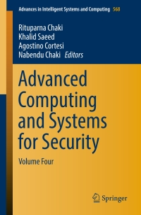 صورة الغلاف: Advanced Computing and Systems for Security 9789811033902