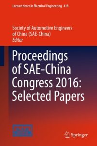 Titelbild: Proceedings of SAE-China Congress 2016: Selected Papers 1st edition 9789811035265