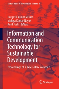 Imagen de portada: Information and Communication Technology for Sustainable Development 9789811039317