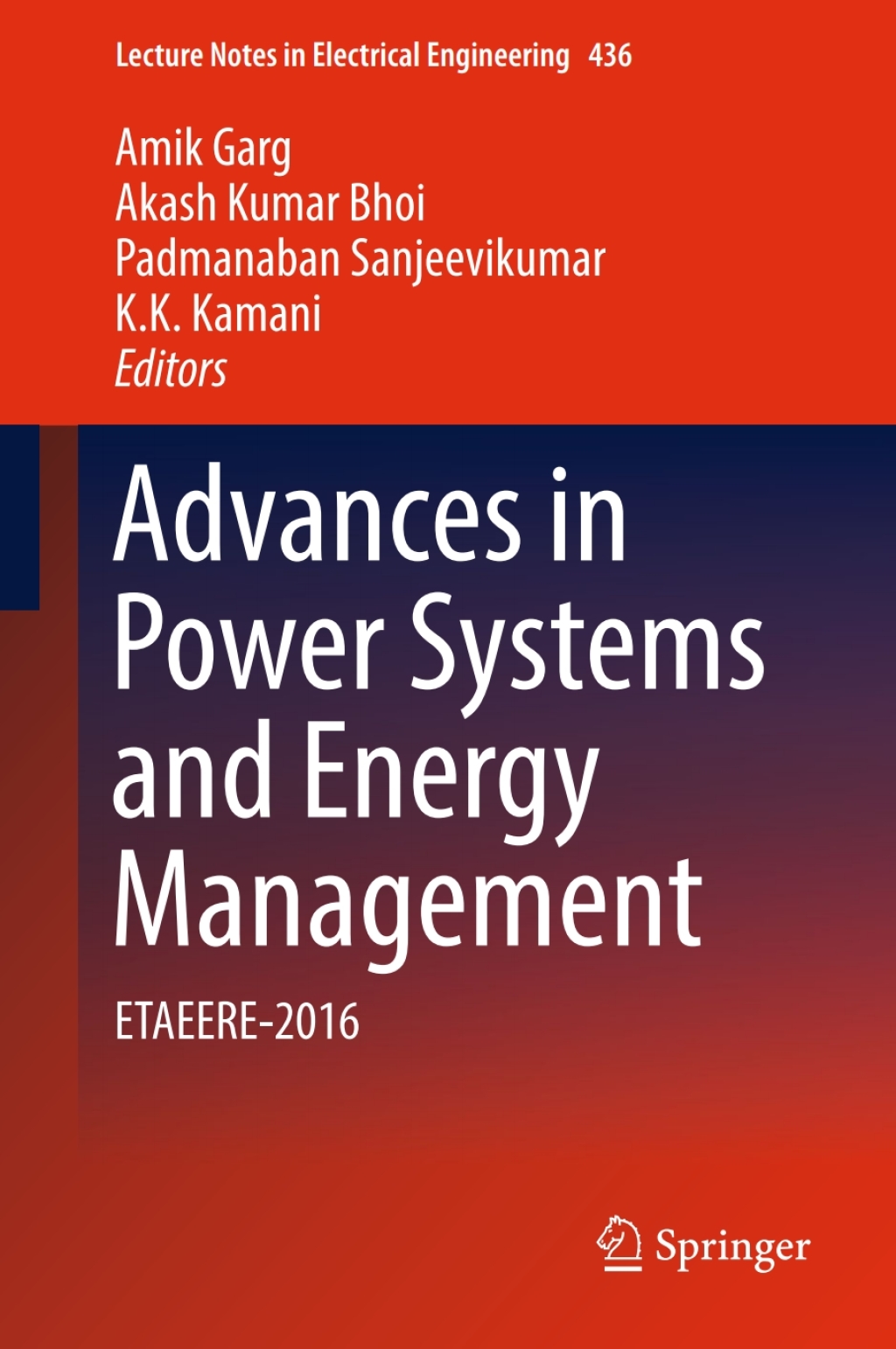 Advances in Power Systems and Energy Management ETAEERE-2016