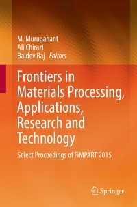 Titelbild: Frontiers in Materials Processing, Applications, Research and Technology 9789811048180