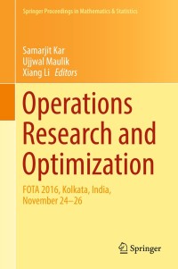 Cover image: Operations Research and Optimization 9789811078132