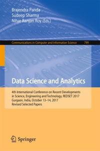 Cover image: Data Science and Analytics 9789811085260