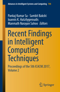 Titelbild: Recent Findings in Intelligent Computing Techniques 9789811086359