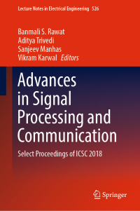 Imagen de portada: Advances in Signal Processing and Communication 9789811325526