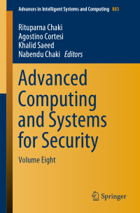 Cover image: Advanced Computing and Systems for Security 9789811337017