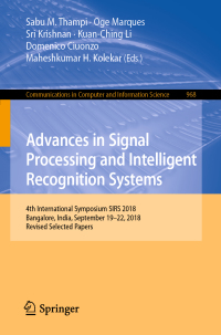 Imagen de portada: Advances in Signal Processing and Intelligent Recognition Systems 9789811357572