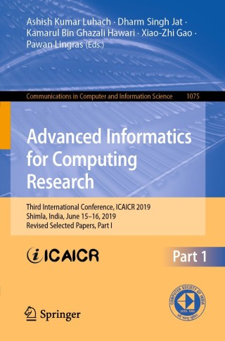 Imagen de portada: Advanced Informatics for Computing Research 9789811501074