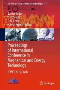 Cover image: Proceedings of International Conference in Mechanical and Energy Technology 1st edition 9789811526466