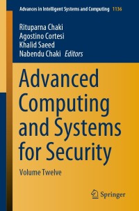 Cover image: Advanced Computing and Systems for Security 9789811529290