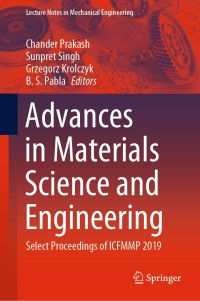 Cover image: Advances in Materials Science and Engineering 1st edition 9789811540585