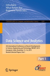 Cover image: Data Science and Analytics 1st edition 9789811558269