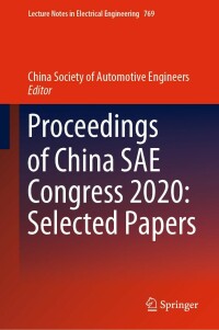 Imagen de portada: Proceedings of China SAE Congress 2020: Selected Papers 9789811620898