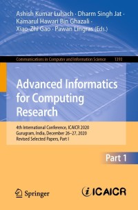 Imagen de portada: Advanced Informatics for Computing Research 9789811636592