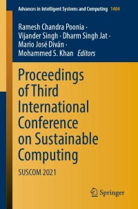 Imagen de portada: Proceedings of Third International Conference on Sustainable Computing 9789811645372