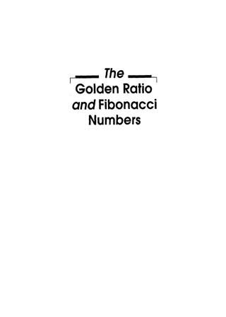 Cover image: GOLDEN RATIO & FIBONACCI NUMBERS,THE 9789810232641