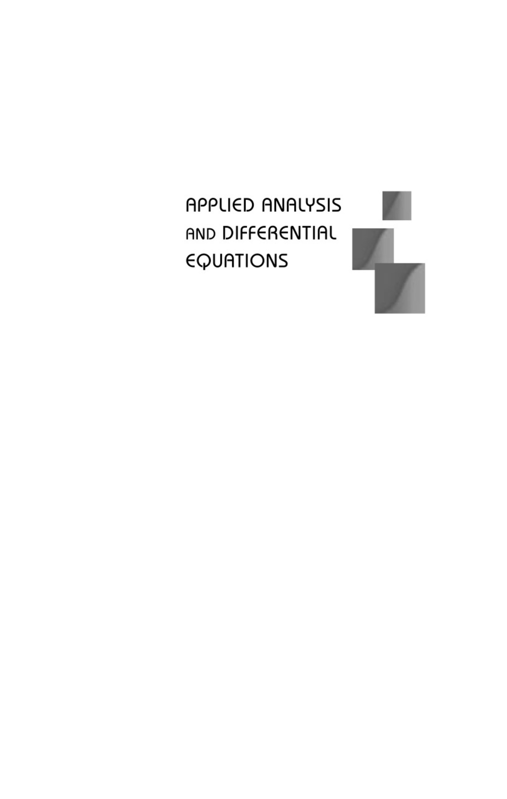 APPLIED ANALYSIS & DIFFERENTIAL EQUATION