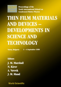 Imagen de portada: Thin Film Materials And Devices: Developments In Science And Technology: Proceedings Of The Tenth International School 1st edition 9789810239046