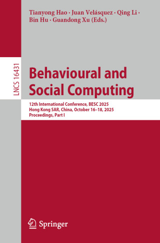 Cover image: Behavioural and Social Computing 9789819571376
