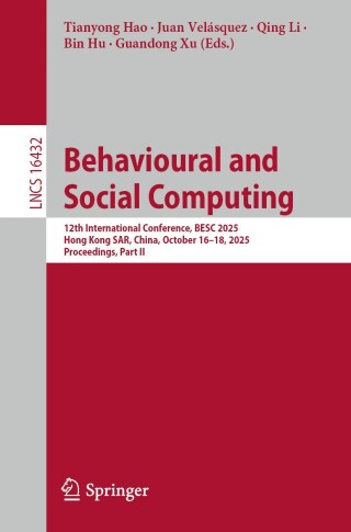 Imagen de portada: Behavioural and Social Computing 9789819571406