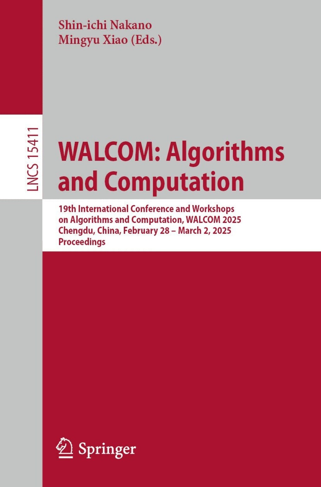 WALCOM: Algorithms and Computation (eBook)