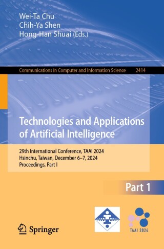Cover image: Technologies and Applications of Artificial Intelligence 9789819645886