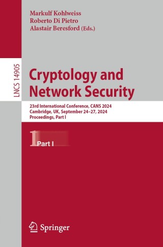 Imagen de portada: Cryptology and Network Security 9789819780129