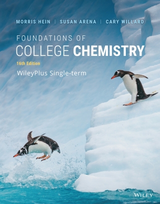 Cover image: Foundations of College Chemistry, WileyPLUS Single-term 16th edition 9781119798545